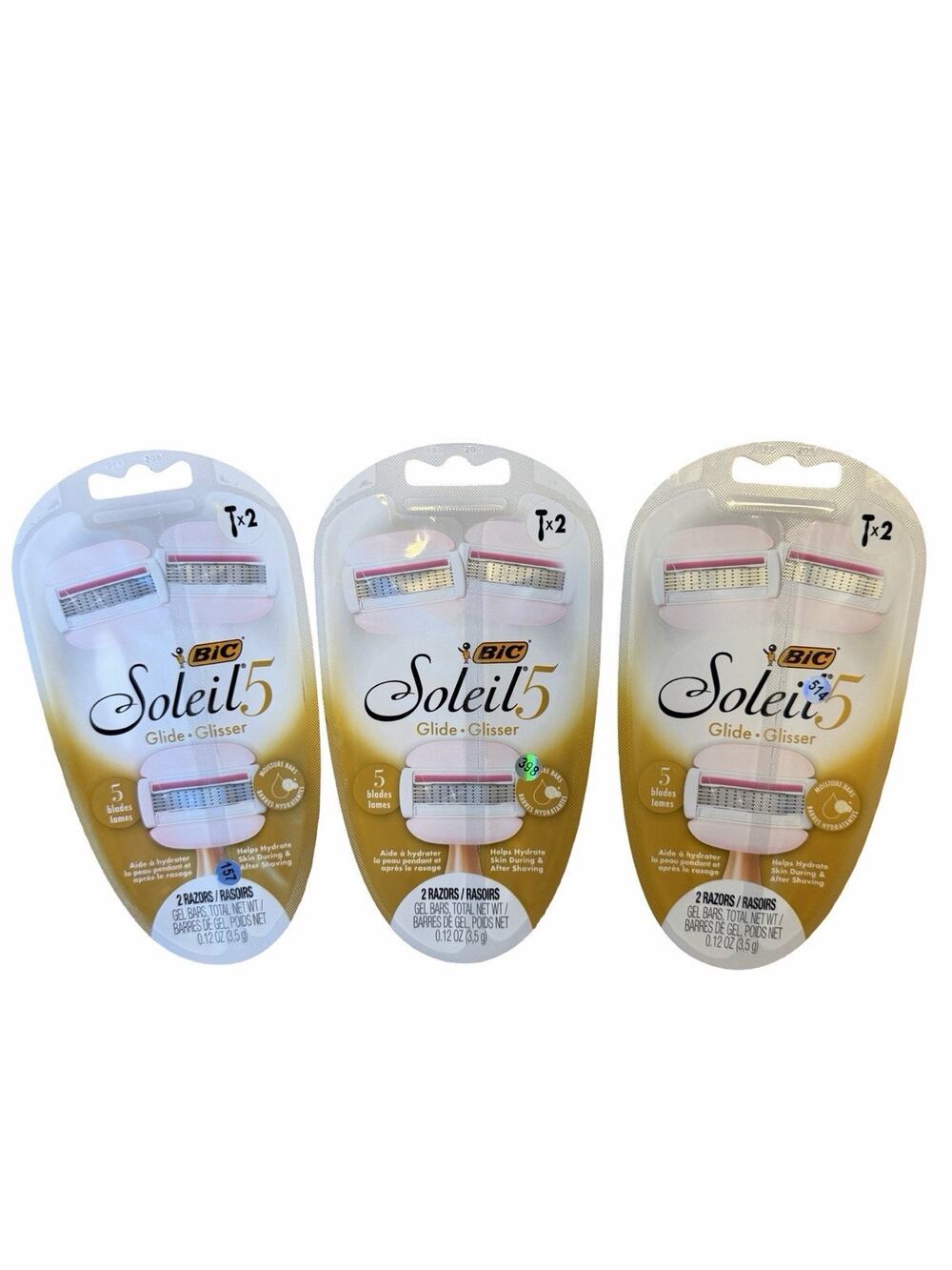 SET OF 6 BIC Soleil Glide Women's Disposable Razors 5 Blade 2 Piece Razor Set